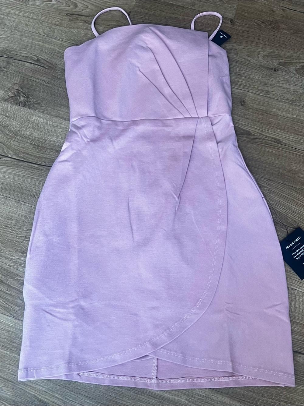 NWT Lulu’s Light Pink Spaghetti Strap Faux Wrap Mini Dress 💗